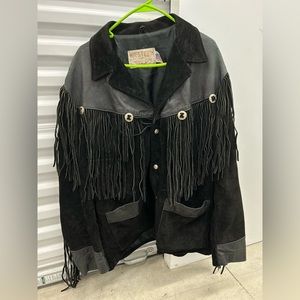 VINTAGE SCHOTT NYC WESTERN SUEDE FRINGE JACKET 80s SZ 42